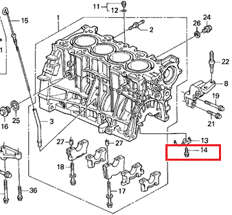 Genuine Honda Parts - Oil Jet Bolt (B20 Ls Vtec) - Honda B Series - 15290-PR3-000 - 15290-PR3-000