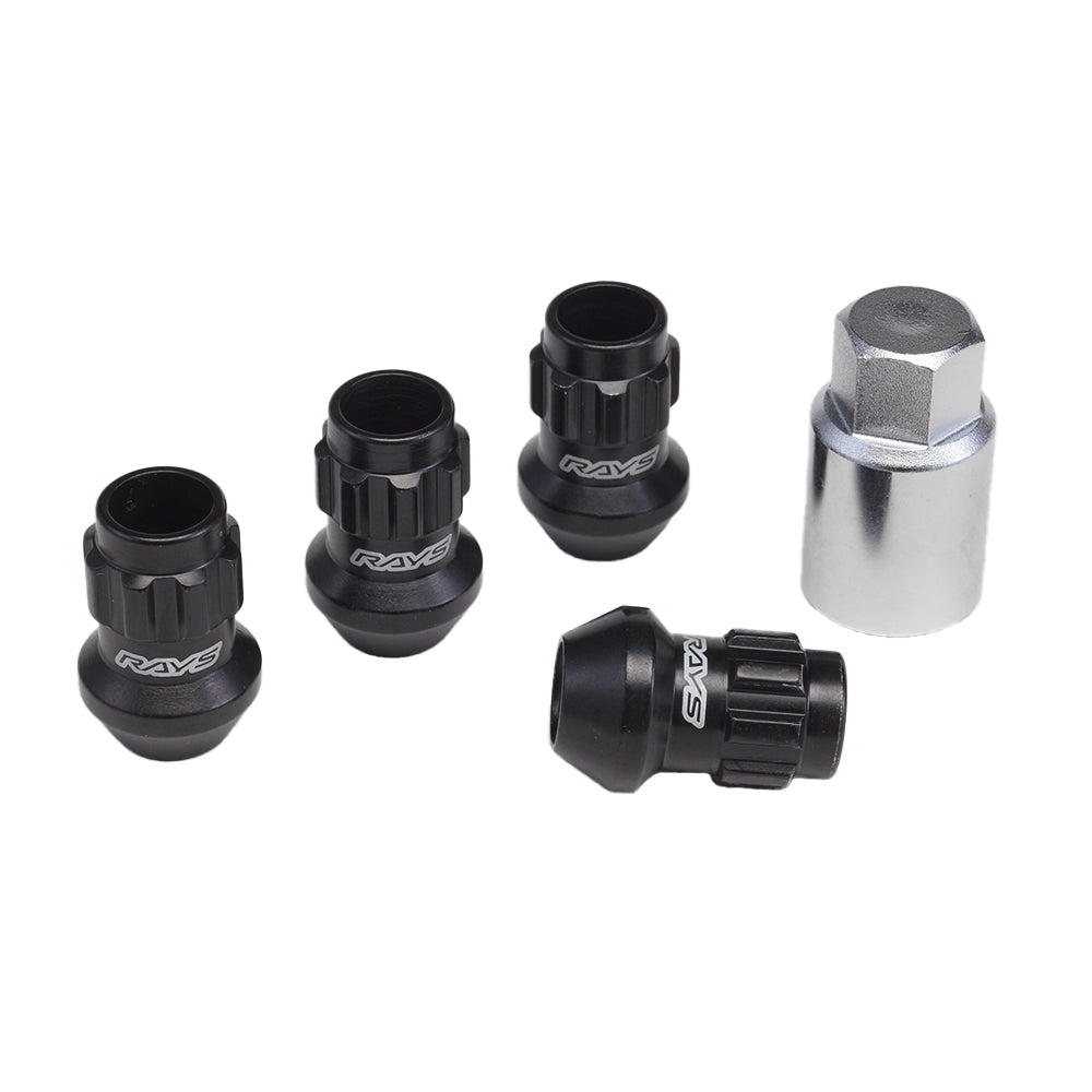 Rays - 17HEX Racing Lock Nut Set (Medium/Through Type) L35 - 4 Pieces - Black - M12x1.5 - RZCrewGarage