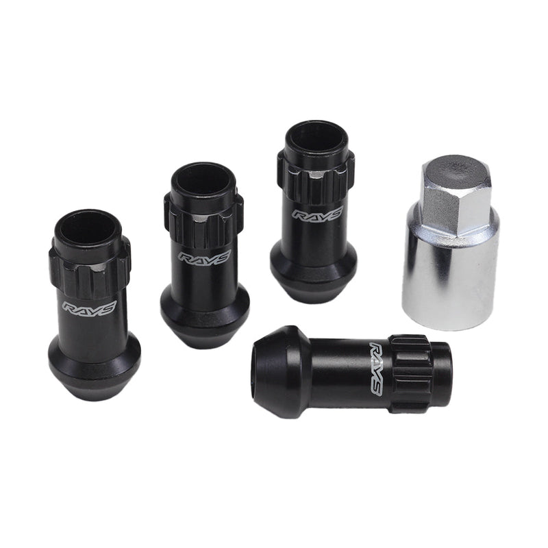 Rays - 17HEX Racing Lock Nut Set (Long/Through Type) L48 - 4 Pieces - Black - M12x1.5 - RZCrewGarage
