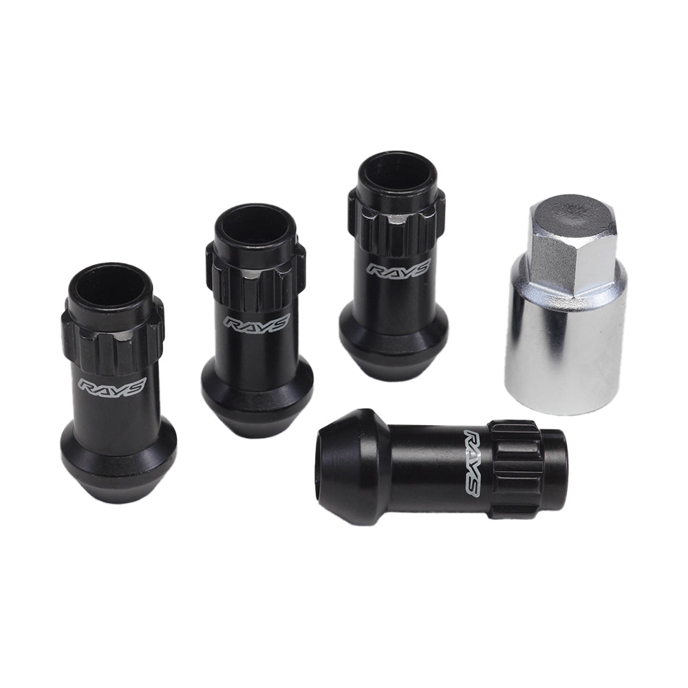 Rays - 17HEX Racing Lock Nut Set (Long/Through Type) L48 - 4 Pieces - Black - M12x1.25 - RZCrewGarage