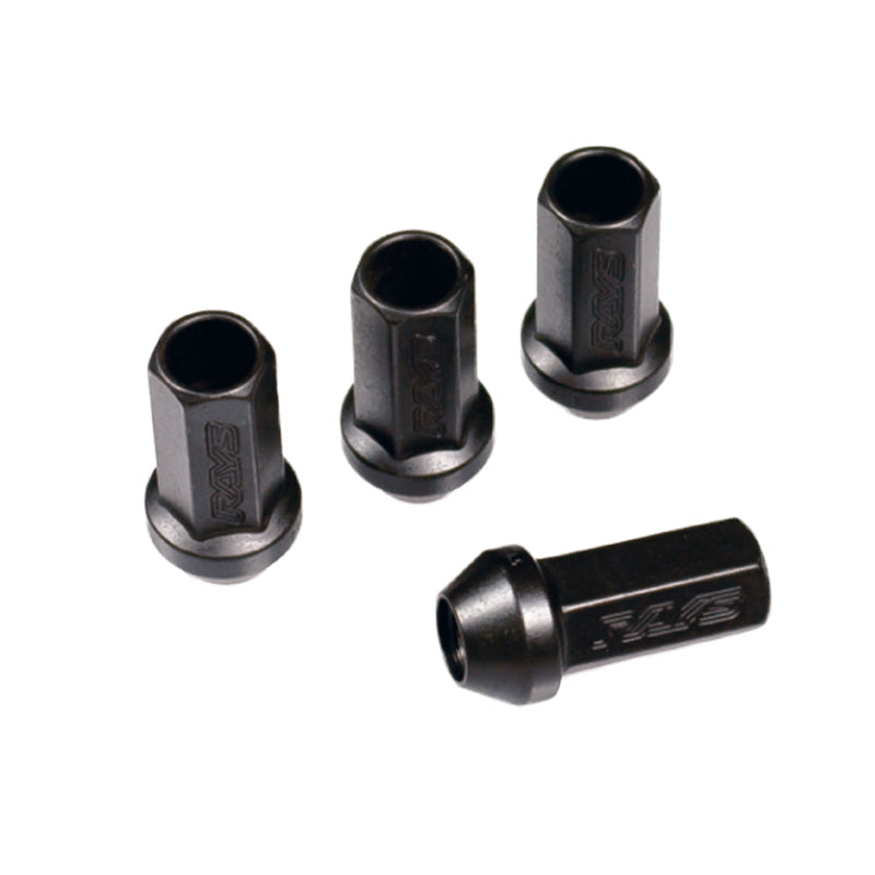 Rays - 17HEX Racing Nut Set (Long/Through Type) L48 - 4 Pieces - Black - M12x1.5 - RZCrewGarage