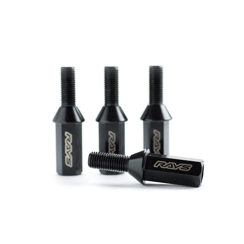 Rays - 17HEX Racing Bolt Set (Head Type) L38 - 4 Pieces - Black - M14x1.25 - RZCrewGarage