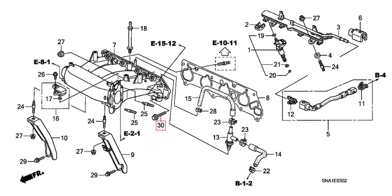 Genuine Honda Parts - Intake Manifold Bolt 8x28 (RRC FD2R) - Honda K20A - 957010802808