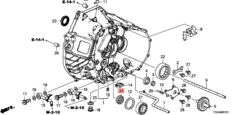 Genuine Honda Parts - Oil Seal (28X43X7) (Nok) FD2R - Honda K20A - 91216-PG1-005 - 91216-PG1-005
