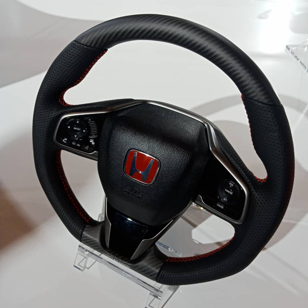 Mugen - Sport Steering Wheels - 3 Spokes Leather - Honda Civic Type R FK8-78501-XNCF-K0S0-R - RZCrewEurope