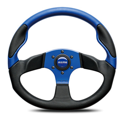 Momo - Commando 2 Blue Steering Wheels - 3 Spokes Leather - 41mm Dish-C-65 - RZCrewEurope