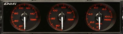 Defi Din Gauge Black Dial - Red Illumination - Water/Oil Temp, Oil Pressure-DF14402 - RZCrewGarage