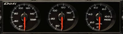 Defi Din Gauge Black Dial - White Illumination - Water/Oil Temp, Oil Pressure-DF14403 - RZCrewGarage