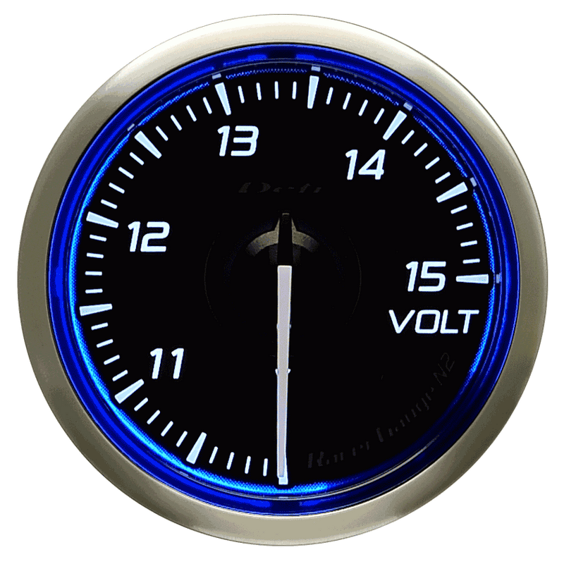 Defi Blue Racer N2 Voltage Gauge - 52mm - 10-15V - RZCrewEurope