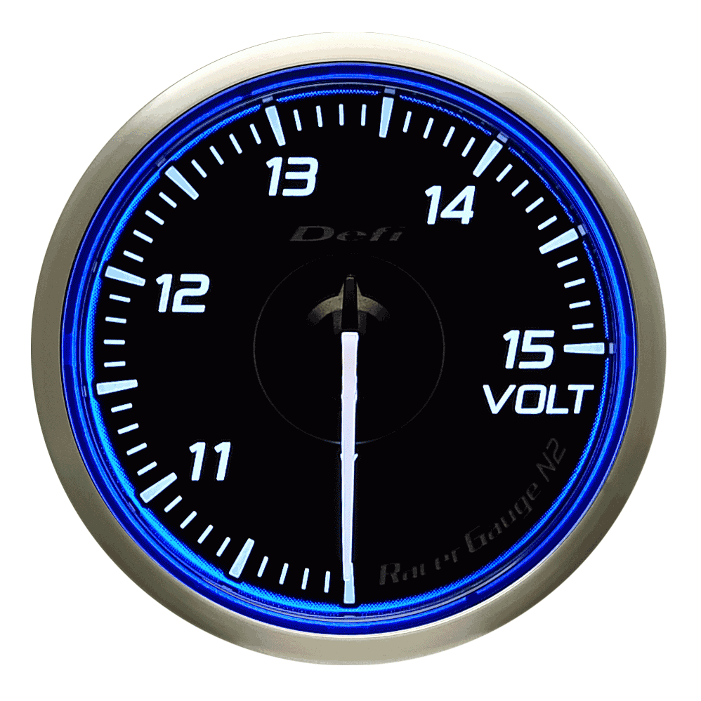 Defi Blue Racer N2 Voltage Gauge - 60mm - 10-15V - RZCrewEurope