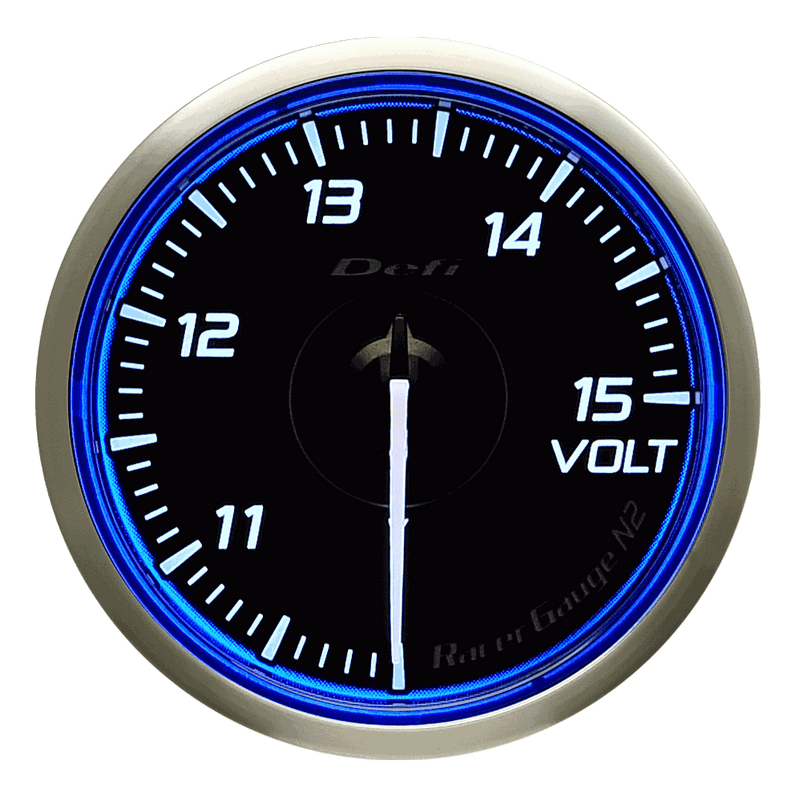Defi Blue Racer N2 Voltage Gauge - 60mm - 10-15V - RZCrewEurope