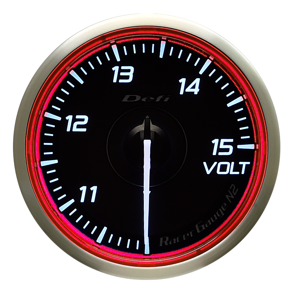 Defi Red Racer N2 Voltage Gauge - 60mm - 10-15V - RZCrewEurope