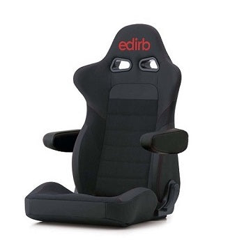 Edirb 054 Ultra Suede Red Stitching Reclinable Seat - Frp - Black-E54PBA - Rzcrewgarage