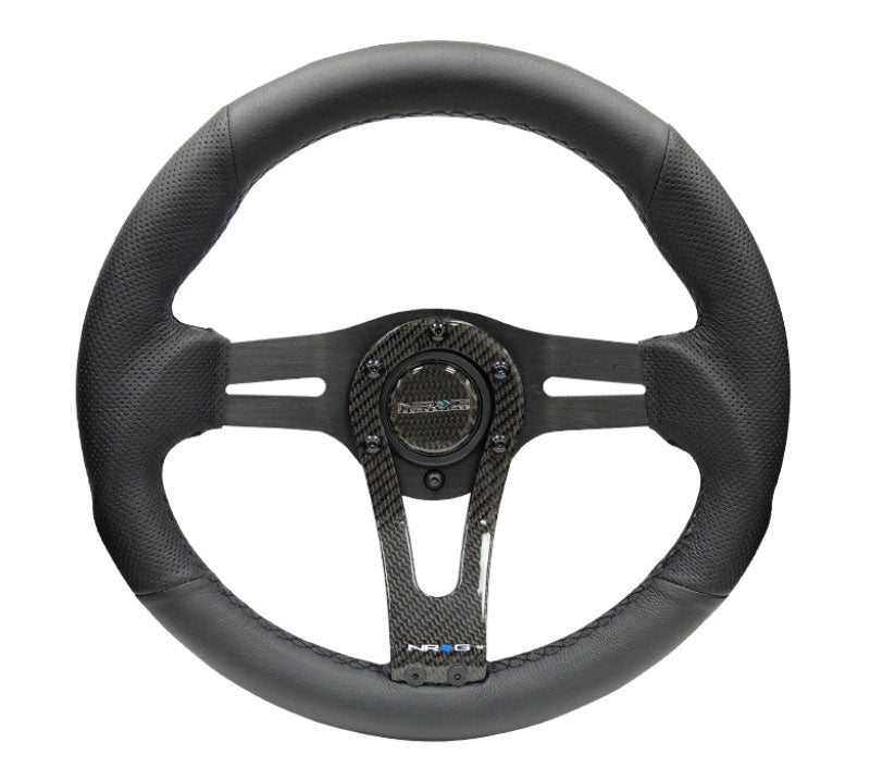 NRG - Reinforced Steering Wheel- 320mm Sport Steering Wheel w/ Carbon center spoke Steering Wheels - 3 Spokes Carbon,Leather-RST-002RCF - RZCrewEurope