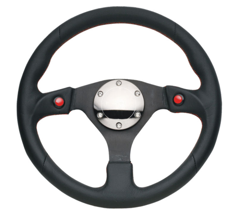 NRG - Reinforced Steering Wheel- 320mm Sport Steering Wheel w/ Dual T Steering Wheels - 3 Spokes Leather-RST-007R - RZCrewEurope
