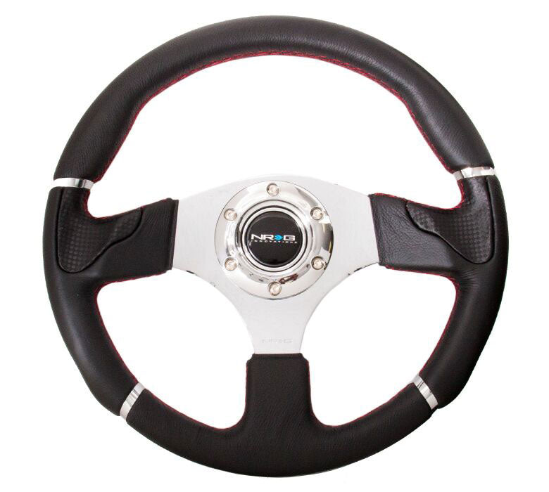 NRG - Reinforced Steering Wheel- 350mm Evo Style Steering Wheels - 3 Spokes Leather-RST-008R - RZCrewEurope