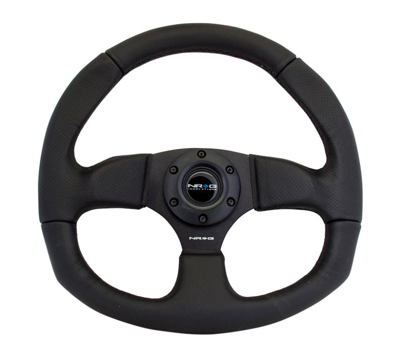 NRG - Reinforced Steering Wheel - Leather Steering Wheel w/ BLACK stitch Steering Wheels - 3 Spokes Leather-RST-009R - RZCrewEurope