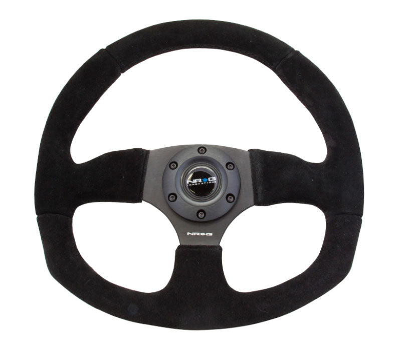 NRG - Reinforced Steering Wheel - Suede Leather Steering Wheel w/ BLACK stitch Steering Wheels - 3 Spokes Suede-RST-009S - RZCrewEurope