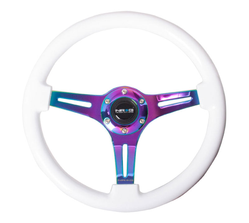 NRG - Classic Wood Grain Wheel - 350mm 3 Neochromw spokes - White Paint Grip Steering Wheels - 3 Spokes Wood-ST-015MC-WT - RZCrewEurope