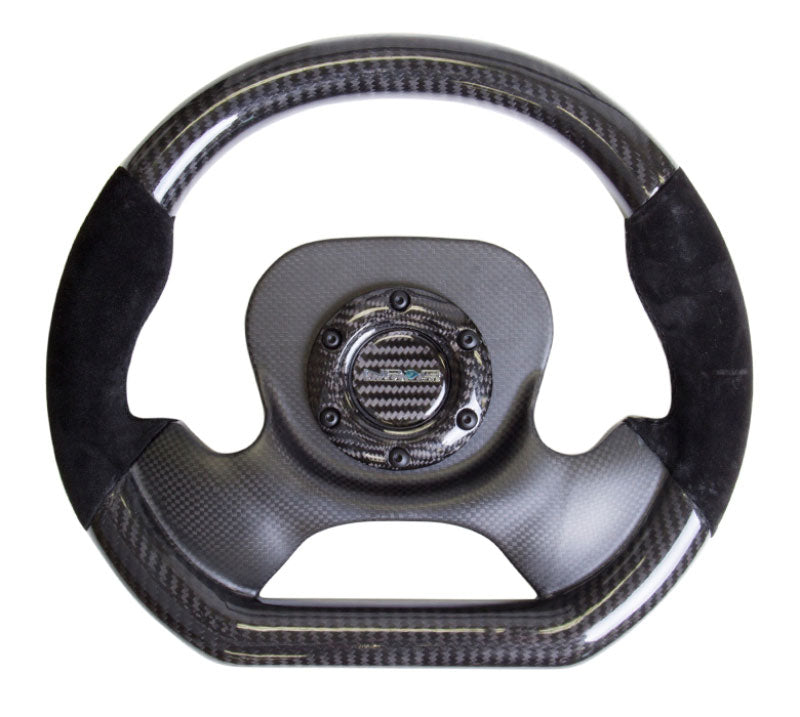 NRG - CARBON FIBER STEERING WHEEL with Suede accent 320mm CF CENTER PLATE two tone carbon Steering Wheels - 3 Spokes Carbon-ST-X10CF-S - RZCrewEurope
