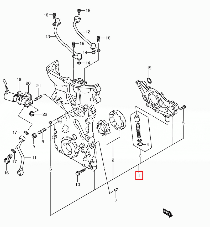 Oem Suzuki - Oil Pump Assy - Suzuki M16A  - 16100-69GE8