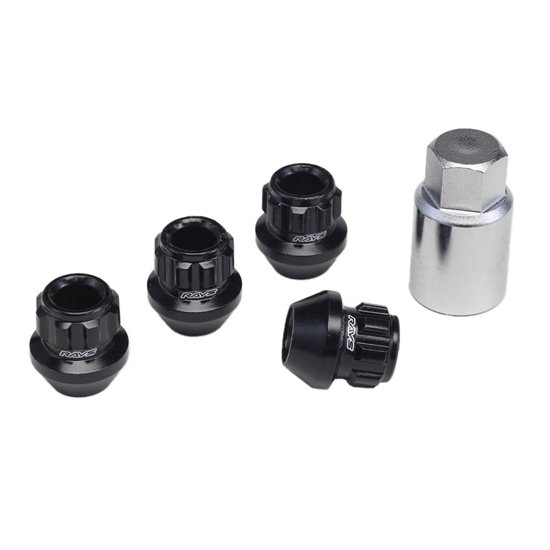 Rays - 17HEX Racing Lock Nut Set (Short/Through Type) L25 - 4 Pieces - Black - M12x1.5 - RZCrewGarage