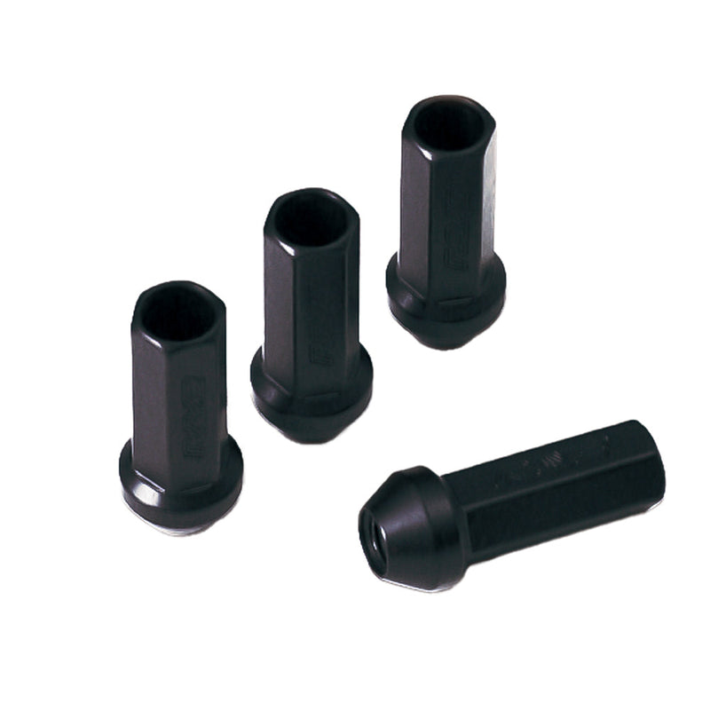 Rays - 17HEX Racing Nut Set (Super Long, Through Type) L58 - 4 Pieces - Black - M12x1.5 - RZCrewGarage
