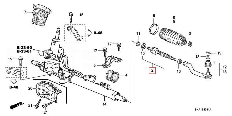 Genuine Honda Parts - Genuine Honda Parts - SET,RACK END COMP - Honda - FD2R - 53010-SNA-A01 - Rzcrewgarage