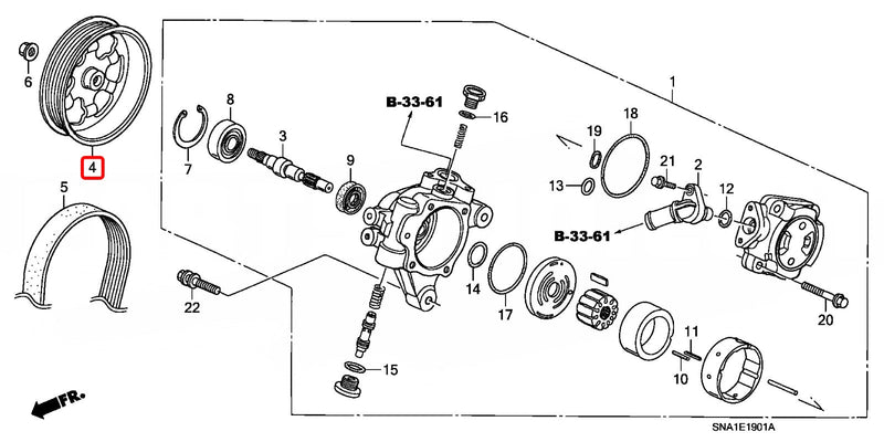 Genuine Honda Parts - Pulley, Power Steering Pump - Honda K20A - 56483-RRC-003 - 56483-RRC-003
