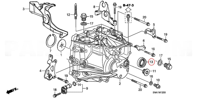 Genuine Honda Parts - Transmission Case OIL SEAL,40X56X8 (Fd2r) - Honda K20A - 91205-PL3-B01 - 91205-PL3-B01
