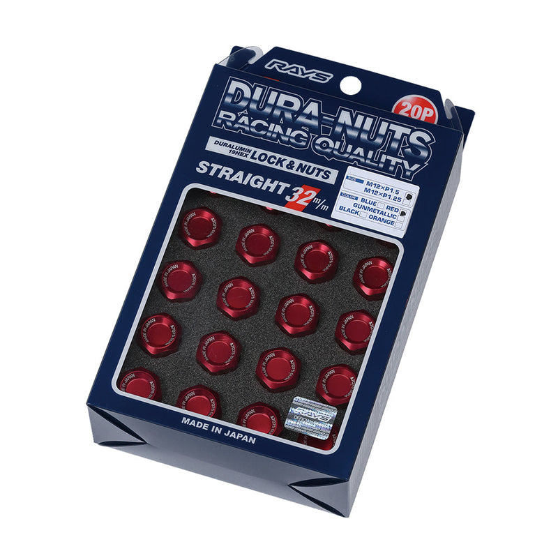 Rays - Duralumin lock and nut set L32 - 4H - Straight - M12x1.5 - (16 Pieces) - RZCrewGarage