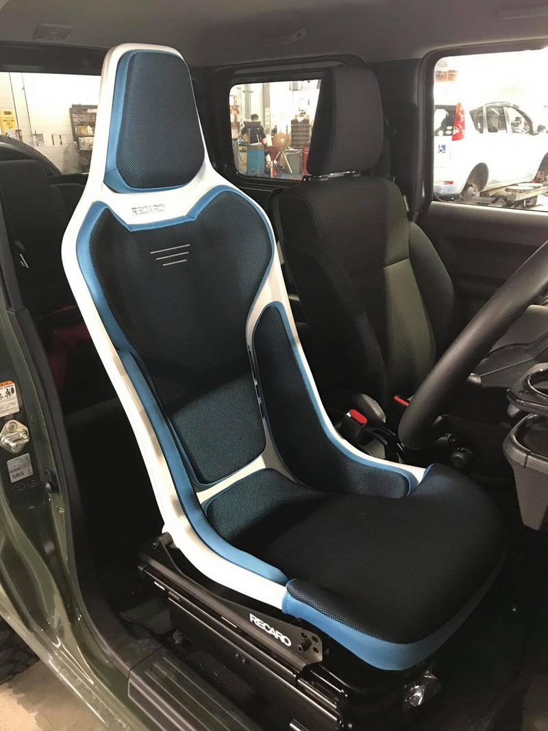 Recaro Japan RCS Fixed Bucket Seat - White Shell - Blue Fabric