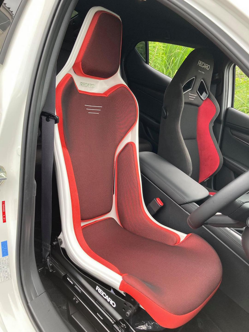Recaro Japan RCS Fixed Bucket Seat - White Shell - Red Fabric