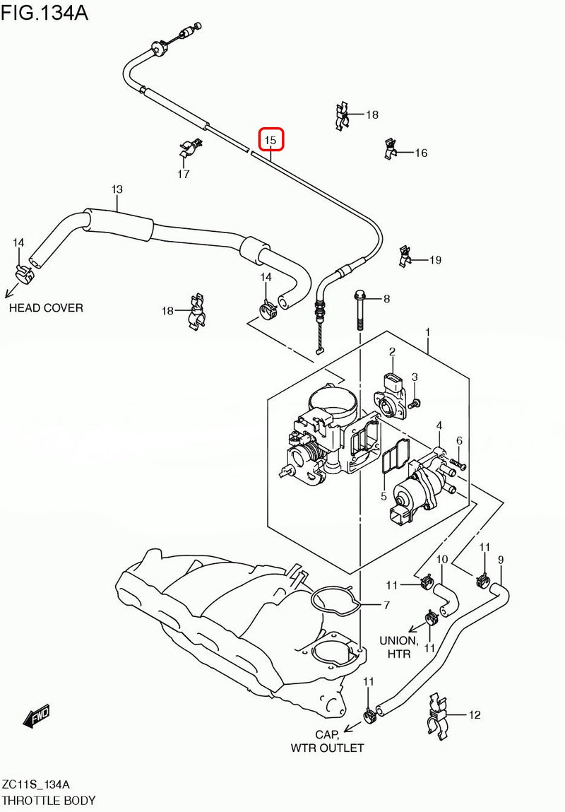 OEM Suzuki - Accelerator Cabel ASSY - Suzuki SWIFT ZC21S-15910-63J00 - Rzcrewgarage
