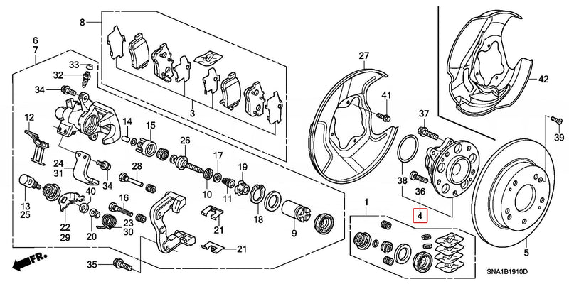 Genuine Honda Parts - Genuine Honda Parts - Bearing Assy., RR. Hub Unit (NTN) - Honda - FD2R - 42200-SNA-A51 - Rzcrewgarage