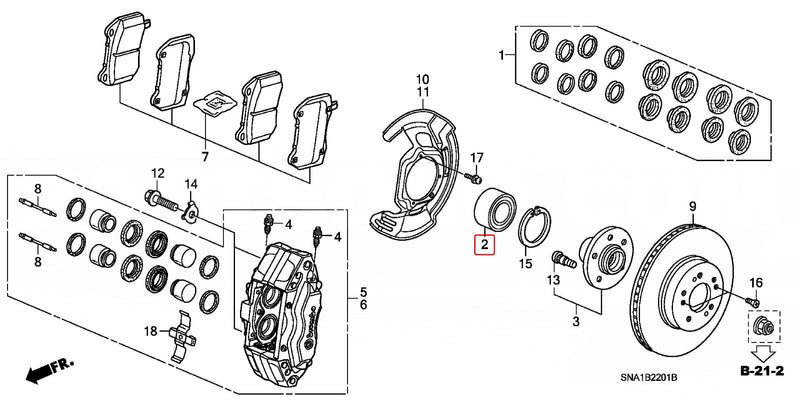 Genuine Honda Parts - Genuine Honda Parts - Bearing Assy., FR. Hub - Honda - FD2R - 44300-T0A-951 - Rzcrewgarage