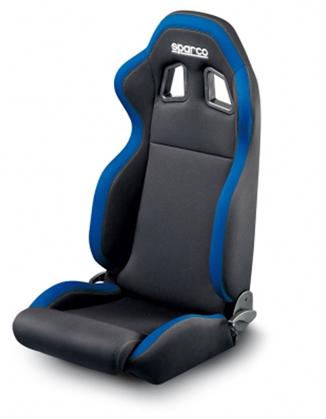 Sparco R100 Reclinable Seat - Tubular - Black,Blue - Fabriq-00961NRAZ - Rzcrewgarage