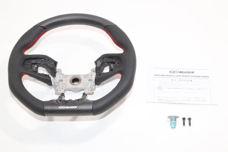 Mugen - Sport Steering Wheels - 3 Spokes Leather - Honda Civic Type R FK8-78501-XNCF-K0S0-R - RZCrewEurope