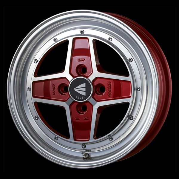 Enkei Japan Apache II - 15x5J - 4x100 - ET: 45 (Machining Red) - JDM-471-550-4945MCR