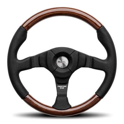 Momo - Fighter Evo Leather & Wood Steering Wheels - 3 Spokes Leather, Wood - 42mm Dish-F-34 - RZCrewEurope
