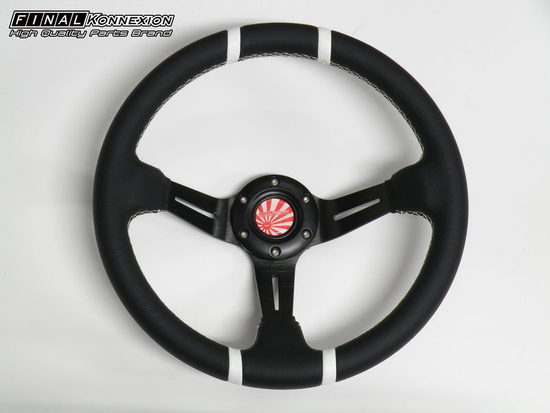 FINAL Konnexion - Colour Steering (White) Steering Wheels - 3 Spokes Leather-R082 - RZCrewEurope