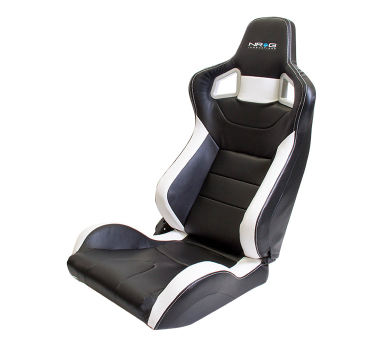NRG RSC 700 Reclinable Seat (Pair) - Black,White-RSC-700 - Rzcrewgarage