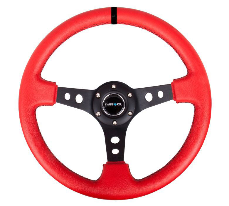 NRG - Reinforced Steering Wheel - 350mm Sport Steering Wheel (3" Deep) Black Spoke with Suede finish and Black Stitch Steering Wheels - 3 Spokes Leather-RST-006RR-BS-B - RZCrewEurope