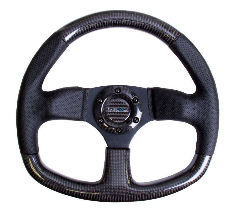 NRG - CARBON FIBER STEERING WHEEL 320mm FLAT BOTTOM w/ Black stitching Steering Wheels - 3 Spokes Carbon,Leather-ST-009CFBS - RZCrewEurope