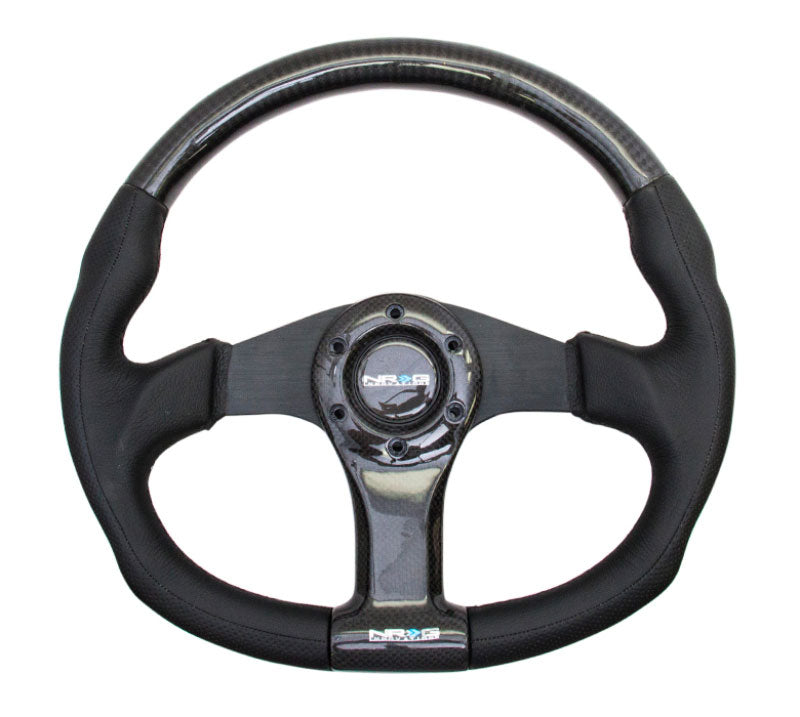 NRG - CARBON FIBER STEERING WHEEL 350mm BLACK OVAL SHAPE Steering Wheels - 3 Spokes Carbon,Leather-ST-013CFBK - RZCrewEurope