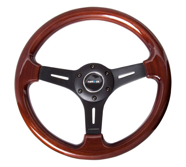 NRG - Classic Wood Grain Wheel, 330mm, 3 spoke center in matte black Steering Wheels - 3 Spokes Wood-ST-015-1BK - RZCrewEurope