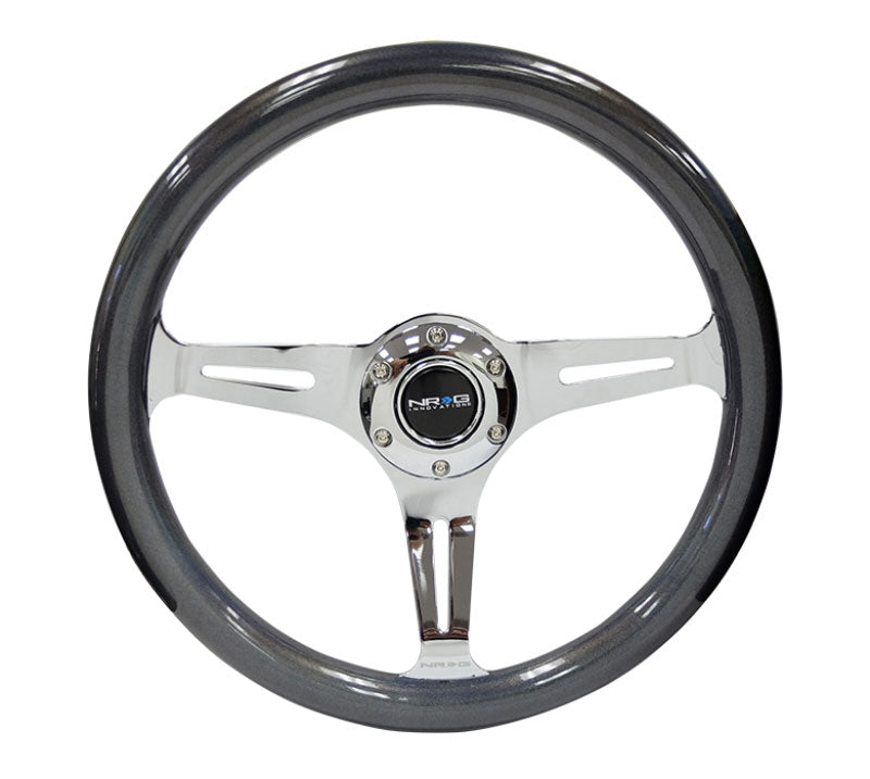 NRG - Chameleon Classic Wood Grain Wheel- 350mm 3 Chrome spokes- pearlescent Paint Grip Steering Wheels - 3 Spokes Wood-ST-015CH-CN - RZCrewEurope