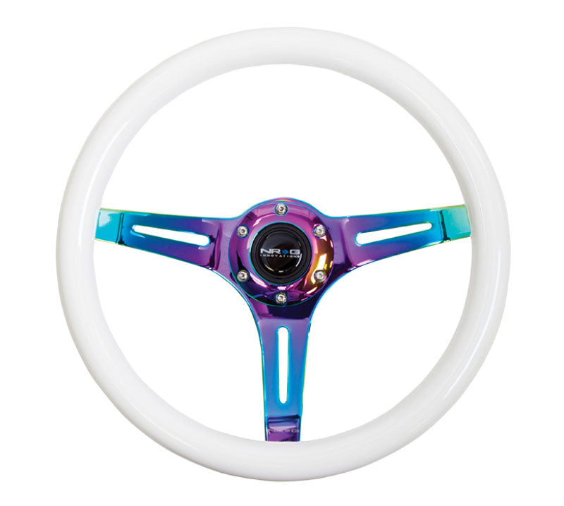 NRG - Classic Wood Grain Wheel - 350mm 3 Neochrome spokes - Glow-n-dark grip (ST-015MC-YG) Steering Wheels - 3 Spokes Wood-ST-015MC-GL - RZCrewEurope