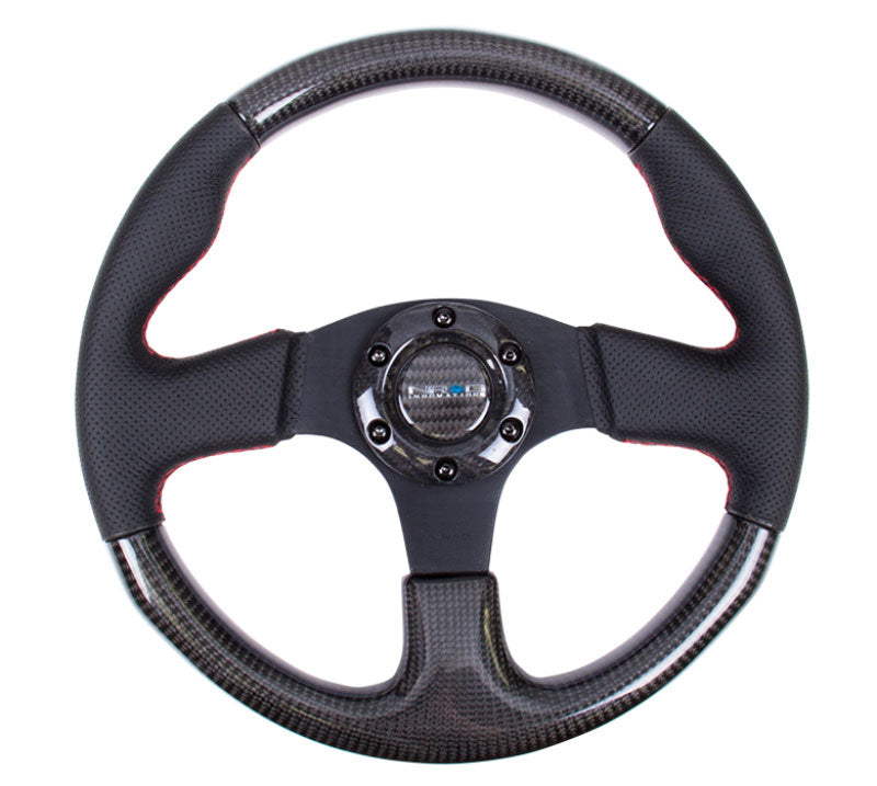 NRG - CARBON FIBER STEERING WHEEL 315mm w/ RED STITCHING Steering Wheels - 3 Spokes Carbon,Leather-ST-310CFRS - RZCrewEurope