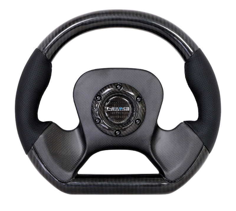 NRG - CARBON FIBER STEERING WHEEL with leather accent 320mm CF CENTER PLATE two tone carbon Steering Wheels - 3 Spokes Carbon-ST-X10CF - RZCrewEurope